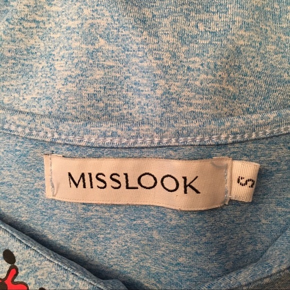 MISSLOOK v neck silk screened short sleeve t shirt - Picture 6 of 7